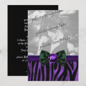 Paarse Zebra met juwelen boog gotische uitnodiging (Voorkant / Achterkant)