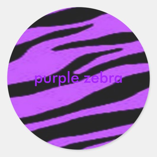 paarse zebra, paarse zebra ronde sticker (Voorkant)
