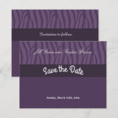 Paarse Zebra Patroon Bewaar de Datum Save The Date (Voorkant / Achterkant)