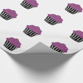 Paarse Zebra Patroon Cupcake Cadeaupapier (Hoek)