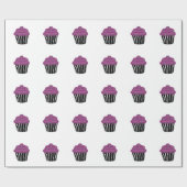 Paarse Zebra Patroon Cupcake Cadeaupapier (Vlak)