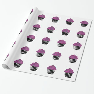 Paarse Zebra Patroon Cupcake Cadeaupapier
