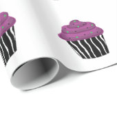 Paarse Zebra Patroon Cupcake Cadeaupapier (Rol Hoek)