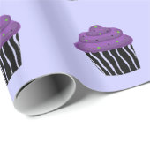 Paarse Zebra Patroon Cupcake Cadeaupapier (Rol Hoek)