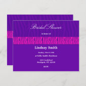 Paarse Zebra Pattern Bridal Shower Invitation Kaart (Voorkant / Achterkant)