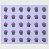 Paarse Zebra Pattern Cupcake Cadeaupapier (Vlak)