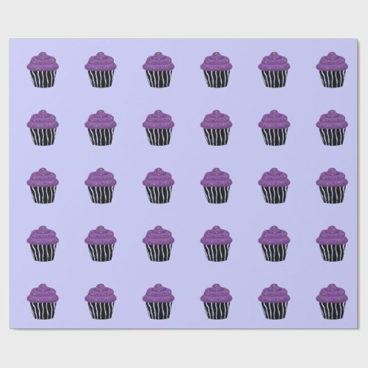 Paarse Zebra Pattern Cupcake Cadeaupapier (Vlak)