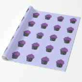 Paarse Zebra Pattern Cupcake Cadeaupapier (Uitgerold)