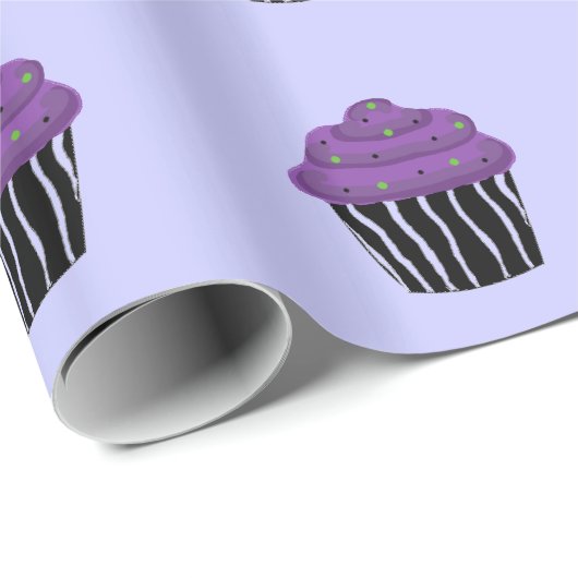 Paarse Zebra Pattern Cupcake Cadeaupapier (Rol Hoek)