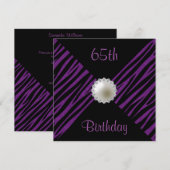 Paarse Zebra & Pearl 65e verjaardag Kaart (Voorkant / Achterkant)