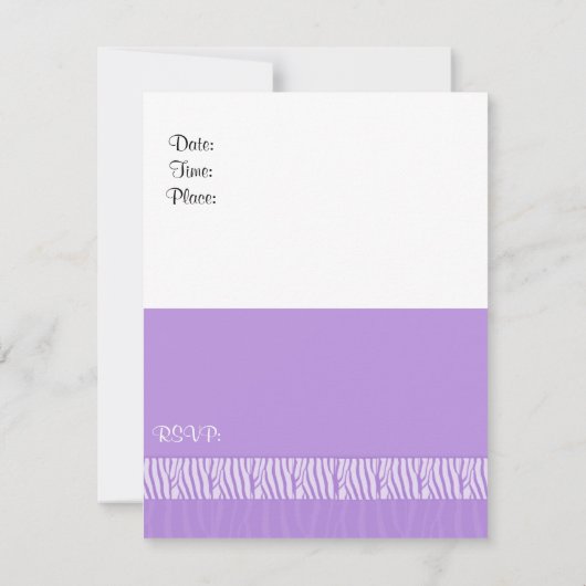 Paarse Zebra Print 21e verjaardag Uitnodiging (Achterkant)