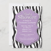 Paarse Zebra Print Baby Shower Invitaties Kaart (Voorkant)