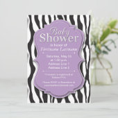 Paarse Zebra Print Baby Shower Invitaties Kaart (Staand voorkant)