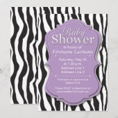 Paarse Zebra Print Baby Shower Invitaties Kaart (Voorkant / Achterkant)
