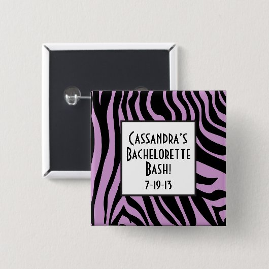 Paarse Zebra Print Bachelorette Button (Voorkant /achterkant)