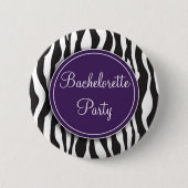Paarse Zebra Print Bachelorette Party Button (Voorkant)