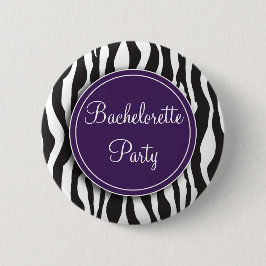Paarse Zebra Print Bachelorette Party Button