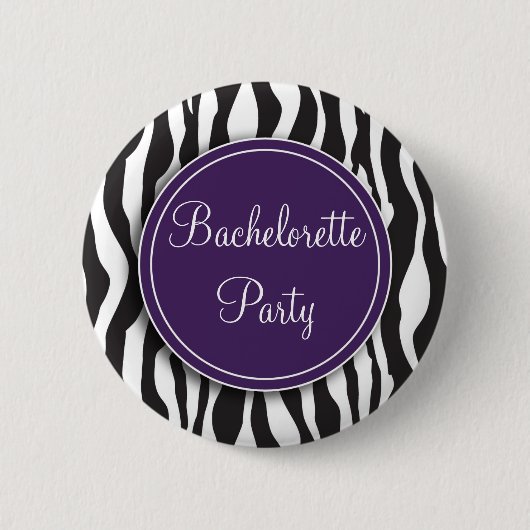 Paarse Zebra Print Bachelorette Party Button (Voorkant)