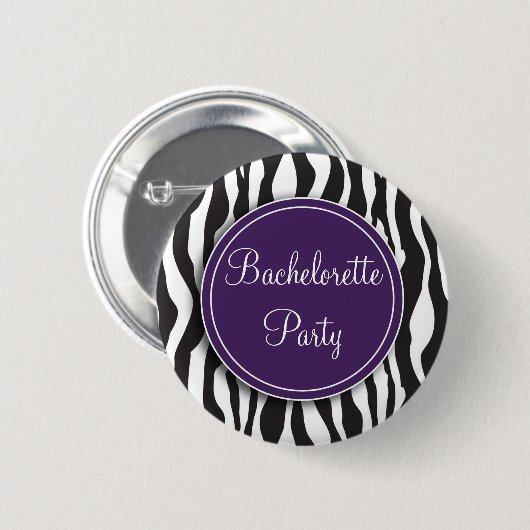 Paarse Zebra Print Bachelorette Party Button (Voorkant /achterkant)