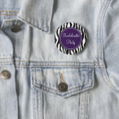 Paarse Zebra Print Bachelorette Party Button (In situ)