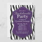Paarse Zebra Print Bachelorette Party uitnodiginge Kaart (Voorkant)