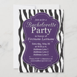 Paarse Zebra Print Bachelorette Party uitnodiginge Kaart