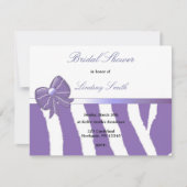 Paarse Zebra Print Bridal Showuitnodiging Kaart (Voorkant)
