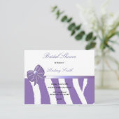 Paarse Zebra Print Bridal Showuitnodiging Kaart (Staand voorkant)