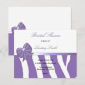 Paarse Zebra Print Bridal Showuitnodiging Kaart (Voorkant / Achterkant)