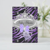 Paarse Zebra Print en prinses Tiara Baby shower Kaart (Staand voorkant)