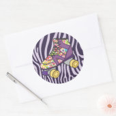 Paarse Zebra Print Roller Schaats Party Sticker (Envelop)