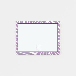 Paarse Zebra Print Stripes monogram Post-it® Notes