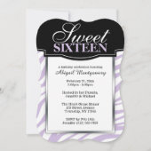 Paarse Zebra Print Sweet 16 Birthday Invitations Kaart (Voorkant)