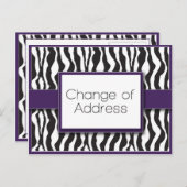 Paarse zebra print wijziging van adres Briefkaarte Aankondigingskaart (Voorkant / Achterkant)
