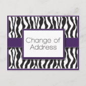Paarse zebra print wijziging van adres Briefkaarte Aankondigingskaart (Voorkant)