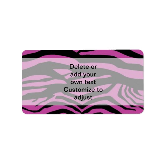Paarse zebra-printpatroon etiket (Voorkant)