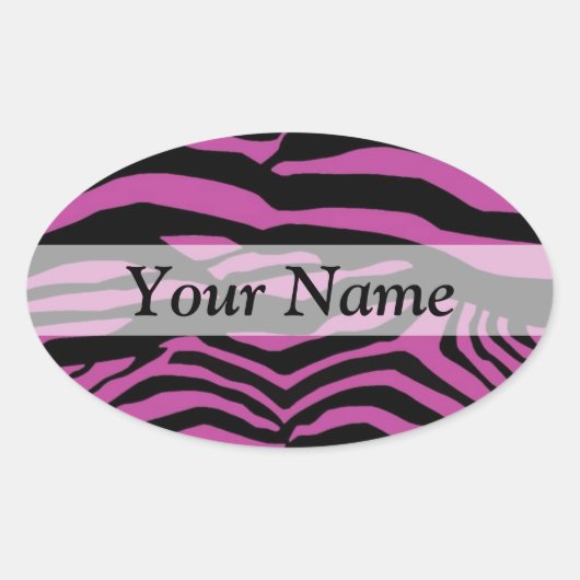 Paarse zebra-printpatroon ovale sticker (Voorkant)
