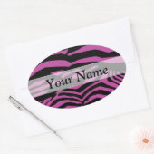 Paarse zebra-printpatroon ovale sticker (Envelop)