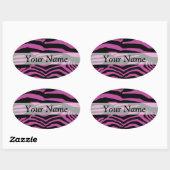 Paarse zebra-printpatroon ovale sticker (Vel)