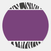 Paarse Zebra Ronde Sticker (Voorkant)