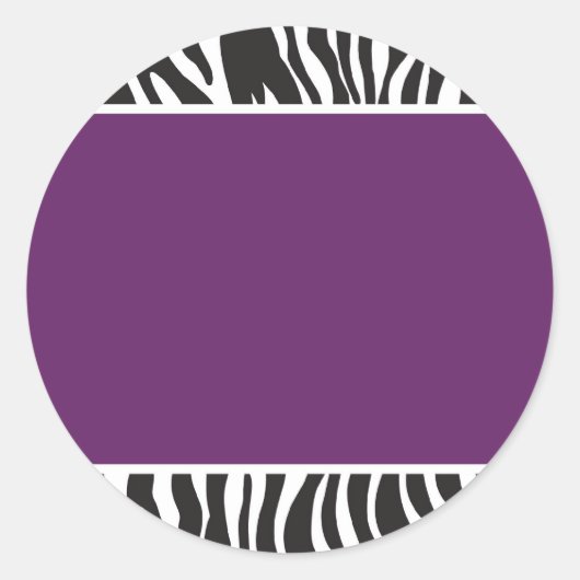 Paarse Zebra Ronde Sticker (Voorkant)