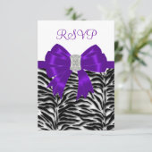 Paarse Zebra RSVP Kaart (Staand voorkant)