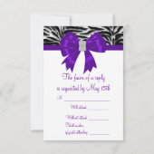 Paarse Zebra RSVP Kaart (Achterkant)