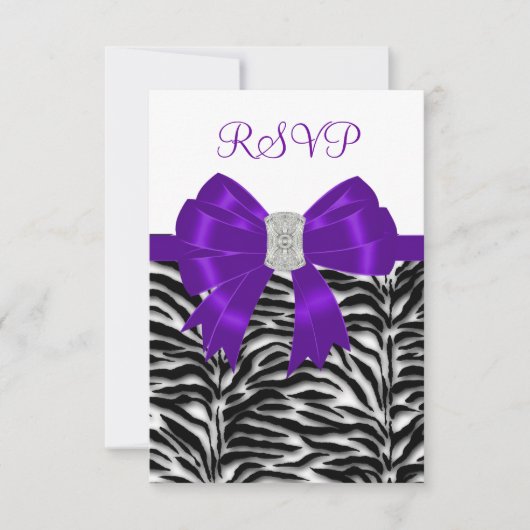 Paarse Zebra RSVP-kaart RSVP Kaartje (Voorkant)