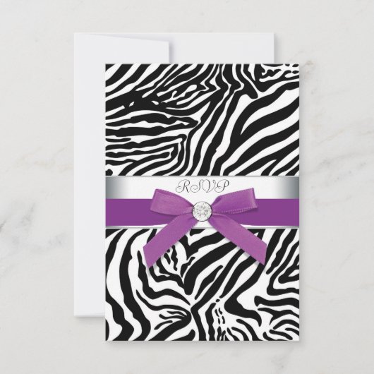 Paarse Zebra RSVP-kaart RSVP Kaartje (Voorkant)