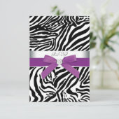 Paarse Zebra RSVP-kaart RSVP Kaartje (Staand voorkant)