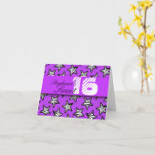 Paarse zebra sterren Sweet 16 Verjaardag Kaart (Gele Bloem)