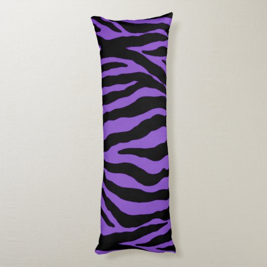 Paarse Zebra Stripe Animal Print Body Pillow Lichaamskussen (Achterkant (Verticaal))