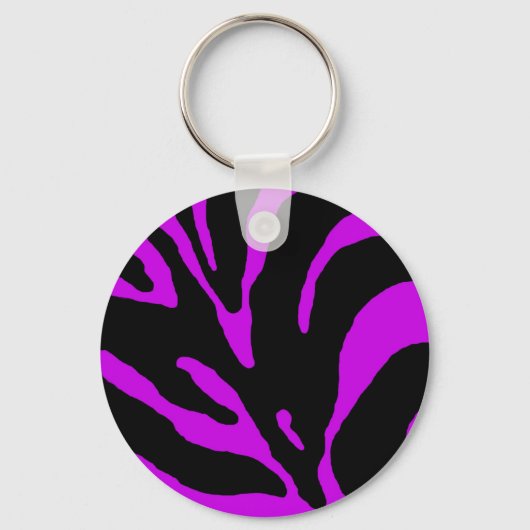 Paarse Zebra Stripe Animal Print Sleutelhanger (Voorkant)