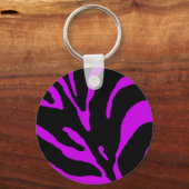 Paarse Zebra Stripe Animal Print Sleutelhanger (Voorkant)